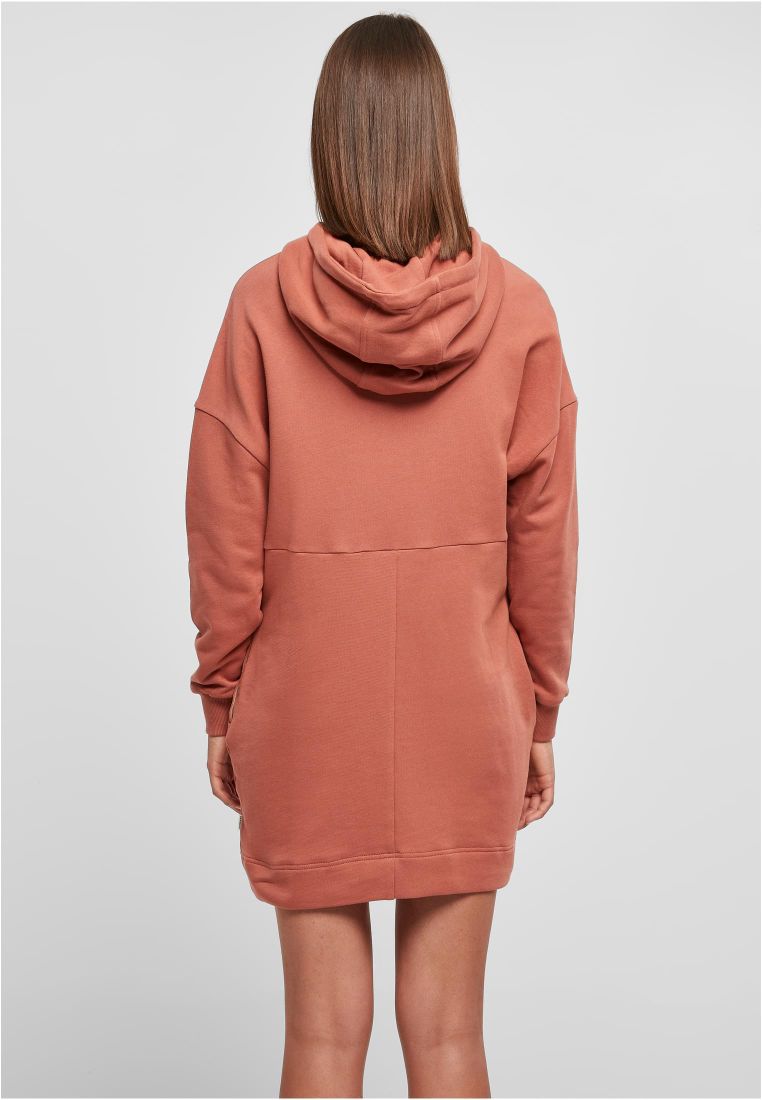 Urban Classics Ladies Organic Oversized Terry Hoody Dress Terracotta