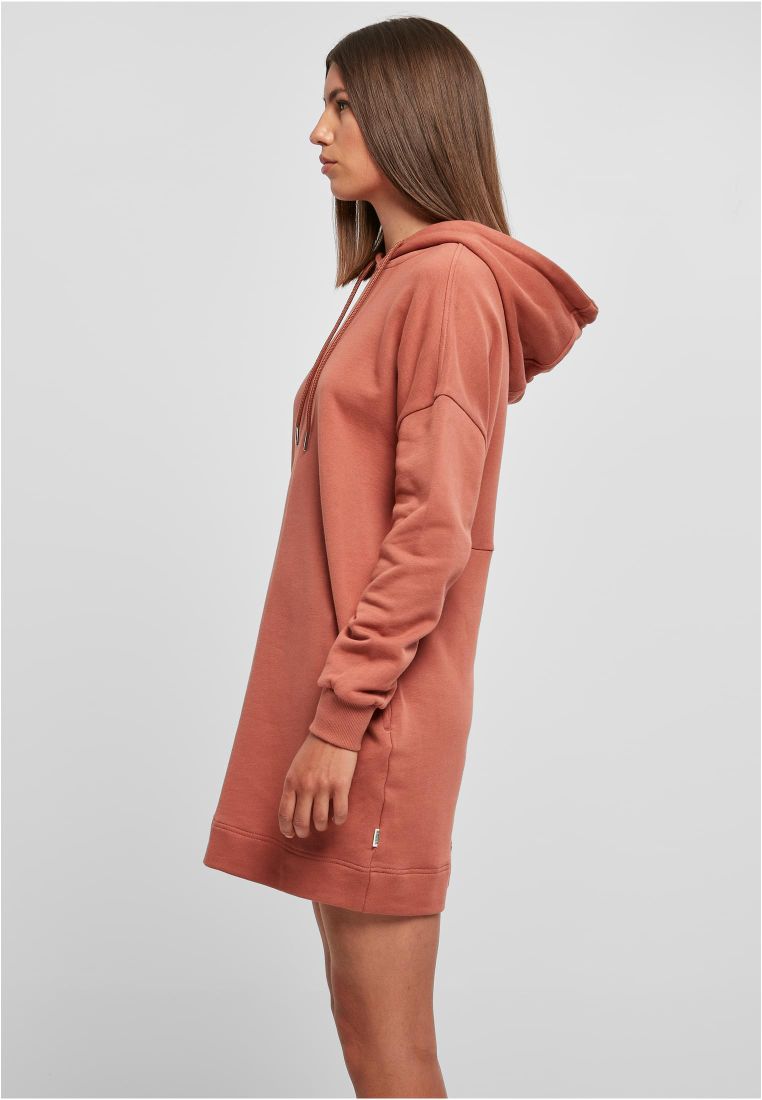 Urban Classics Ladies Organic Oversized Terry Hoody Dress Terracotta