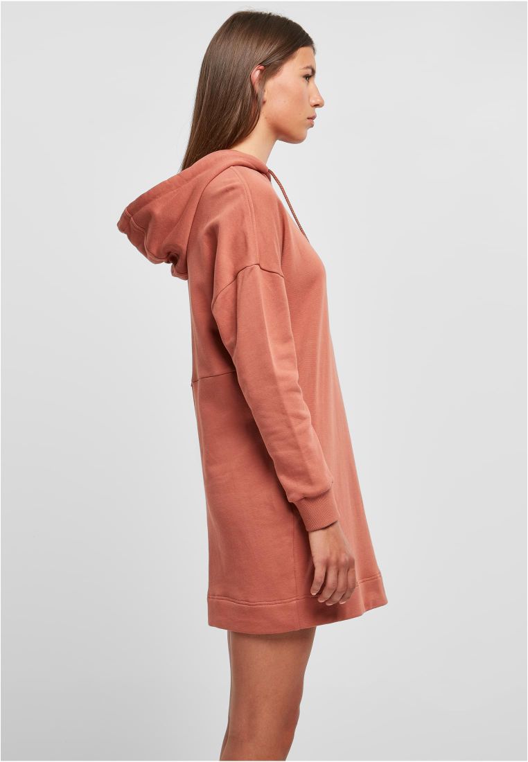 Urban Classics Ladies Organic Oversized Terry Hoody Dress Terracotta