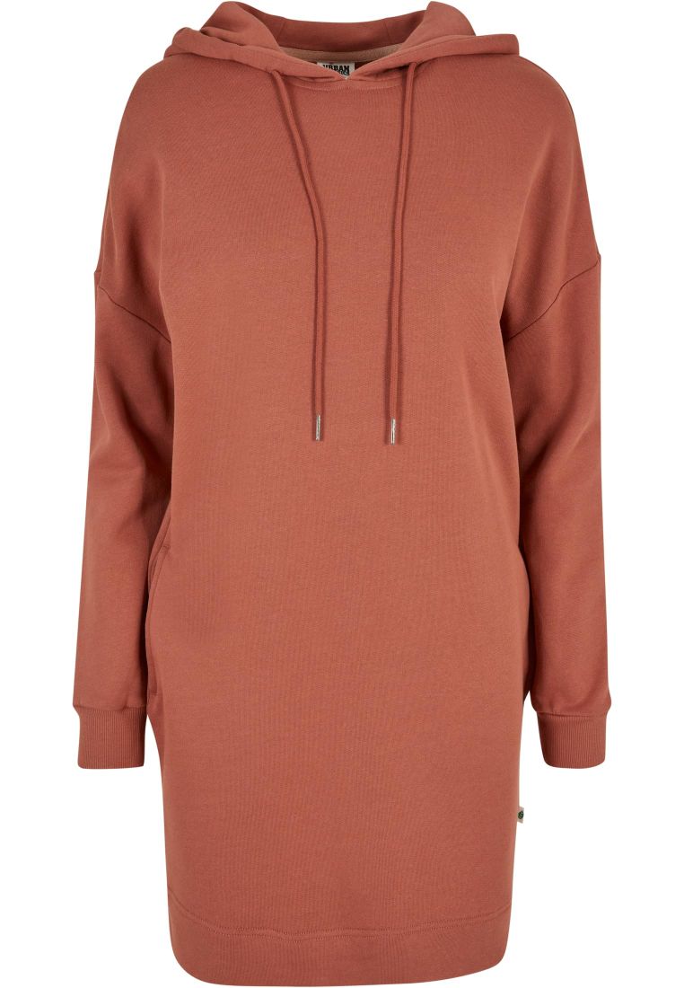 Urban Classics Ladies Organic Oversized Terry Hoody Dress Terracotta