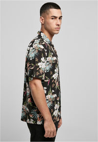 Urban Classics Viscose A OP Resort T-Shirt Black Tropical