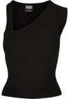 Urban Classics Ladies Rip Knit Asymmetric Top Black