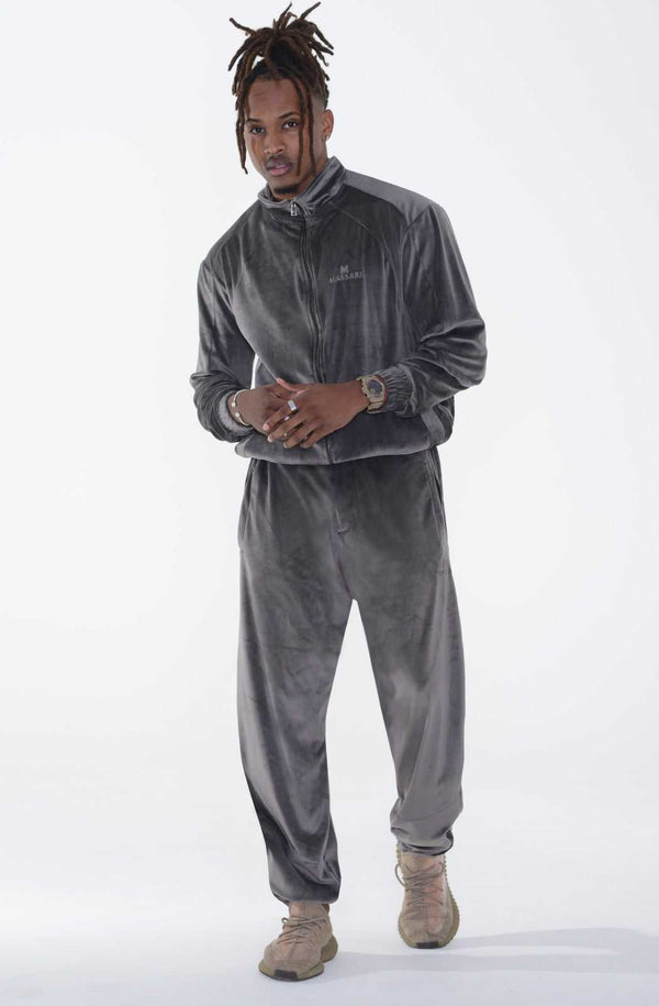 Massari G's Velour Suit Pants Dark Grey