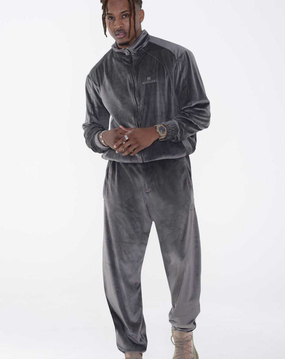 Massari G's Velour Suit Pants Dark Grey