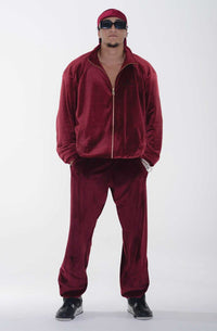 Massari G's Velour Suit Pants Burgundy