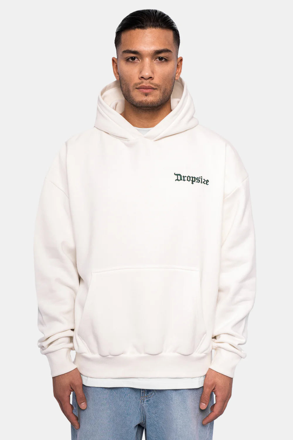 Dropsize Heavy Oversize Hoodie Back Print Cream White