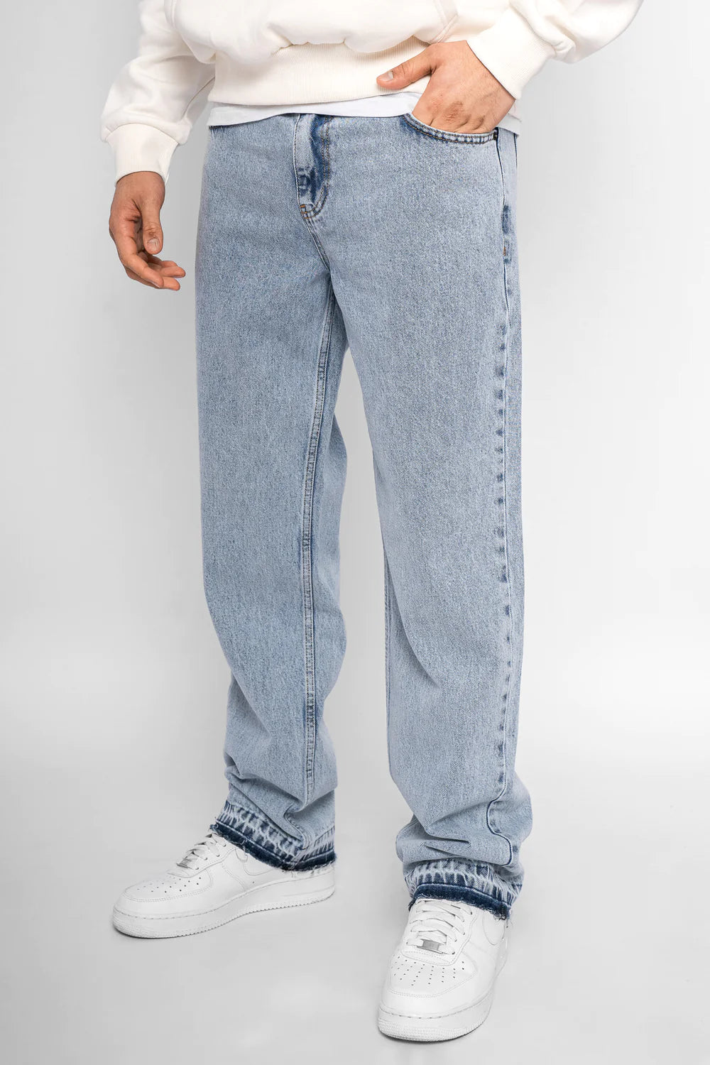 Dropsize Loose Fit Open Hem Jeans Light Blue
