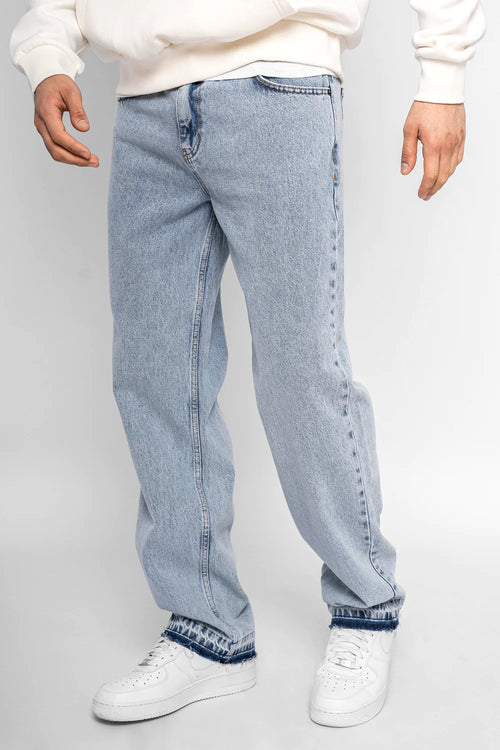 Dropsize Loose Fit Open Hem Jeans Light Blue