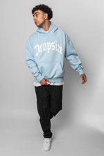 Dropsize Heavy Oversize Puffer Print Hoodie Baby Blue White