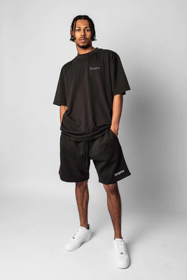 Dropsize Heavy Sweat Embo Sweatshorts Washed Black