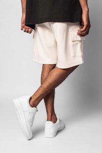 Dropsize Heavy Cargo Sweat Shorts Cream White