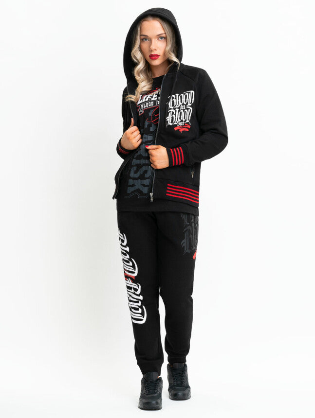 Blood In Blood Out La Fuente Zip Hoodie Black Red