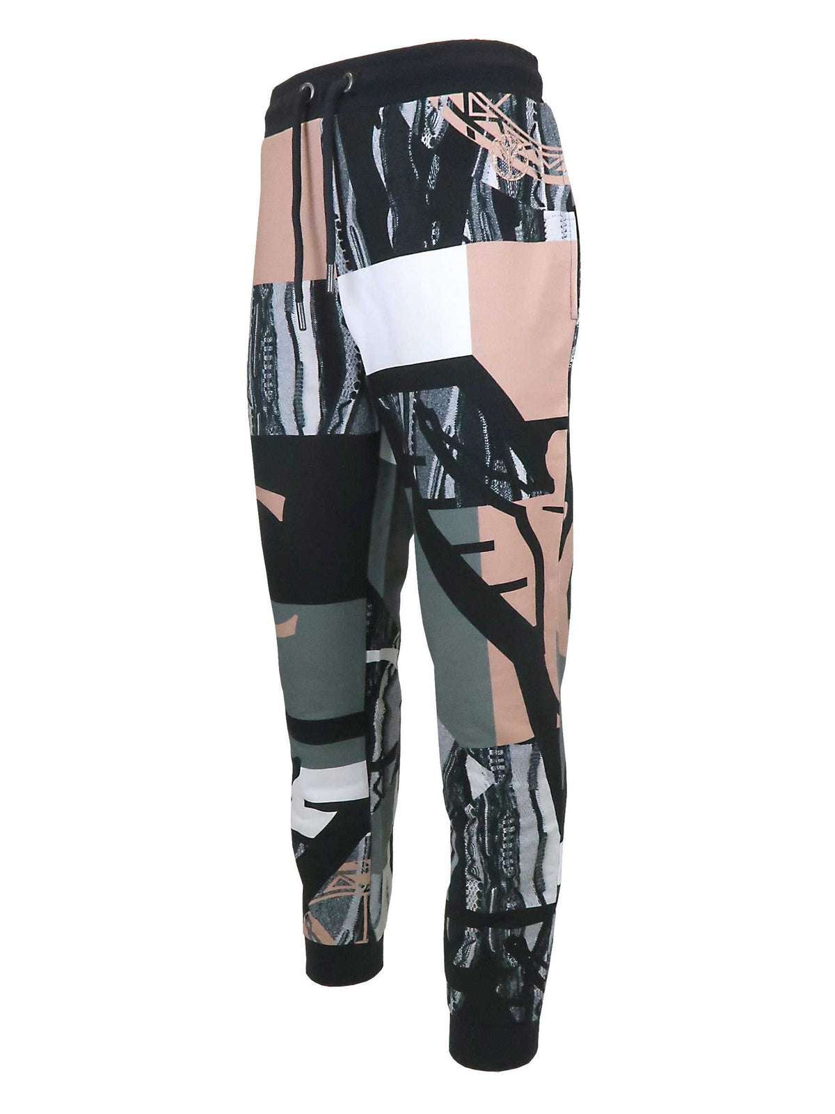 Carlo Colucci Allover Print Sweatpants Black Grey Rose