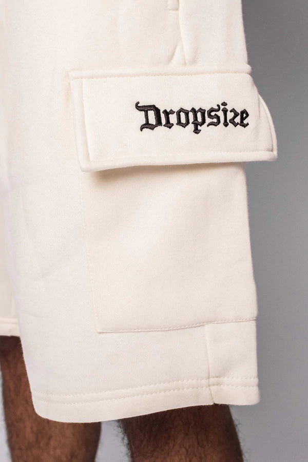 Dropsize Heavy Cargo Sweat Shorts Cream White