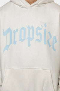 Dropsize Heavy Oversize Logo Design Hoodie Washed White