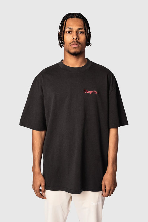 Heavy Oversize Backprint Design T-Shirt Washed Black