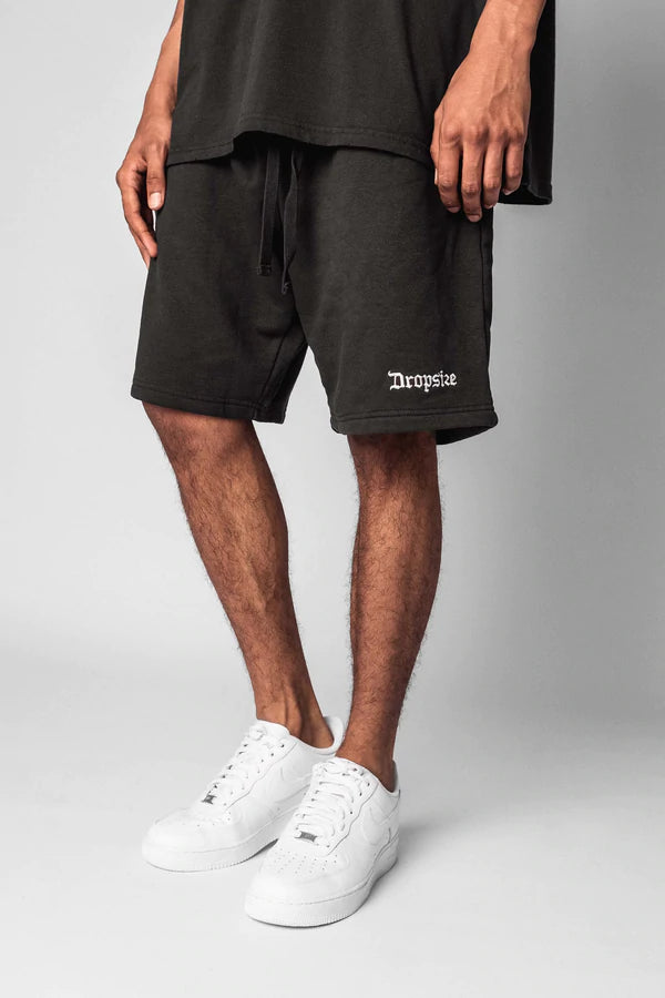 Dropsize Heavy Sweat Embo Sweatshorts Washed Black