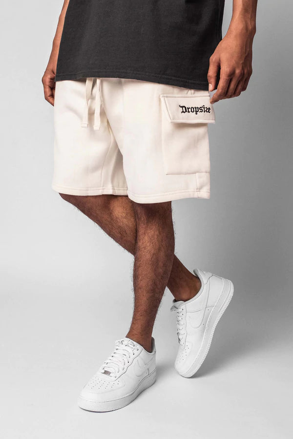 Dropsize Heavy Cargo Sweat Shorts Cream White
