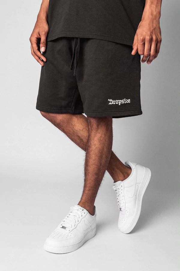 Dropsize Heavy Sweat Embo Sweatshorts Washed Black