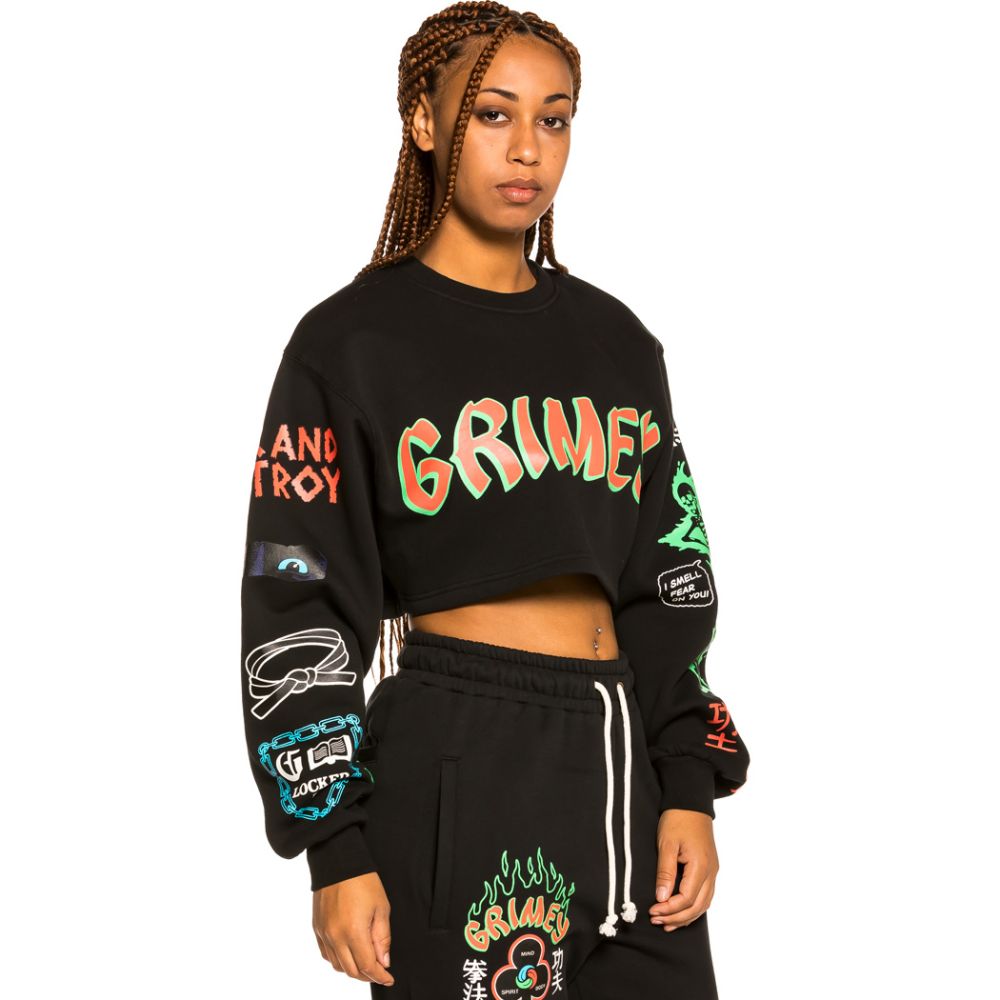 Grimey Girl Destroy All Fear Crop Crewneck