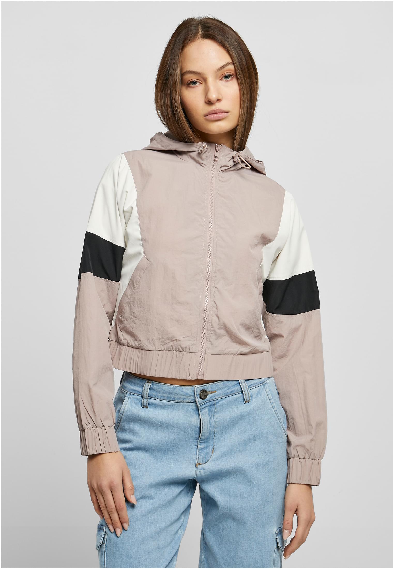 Urban Classics Ladies Short 3 Tone Crinkle Jacket Duskrose