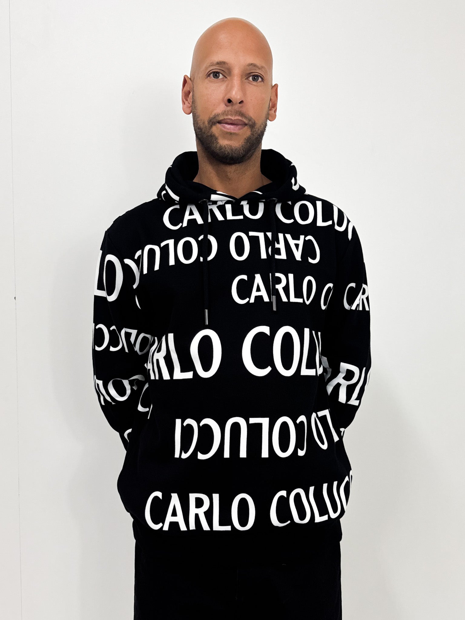 Carlo Colucci All Over Print Hoodie Black Carlo Colucci All Over Print Hoodie Black