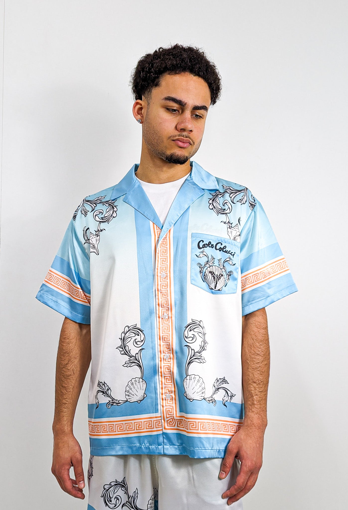 Carlo Colucci Gothik Satin Optik Shirt Blue Carlo Colucci Gothik Satin Optik Shirt Blue