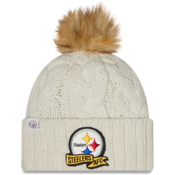 New Era NFL Pittsburgh Steelers Pom Knit Beanie Creme New Era NFL Pittsburgh Steelers Pom Knit Beanie Creme