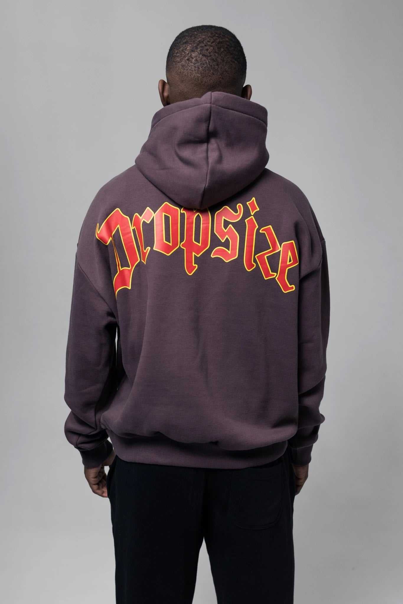 Dropsize Backprint Logo Design Hoodie Downtown Brown
