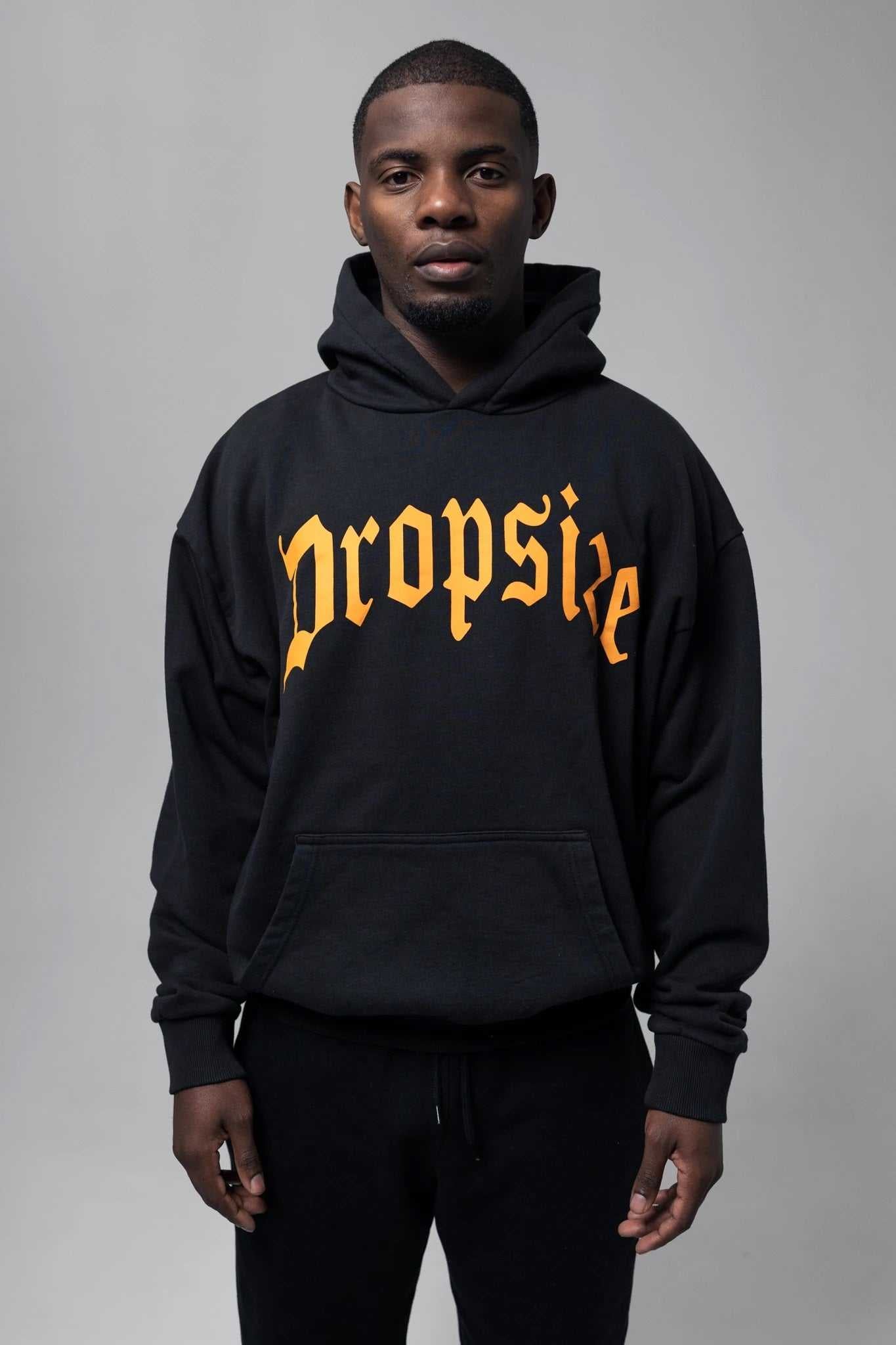 Dropsize Logo Design Hoodie Washed Black