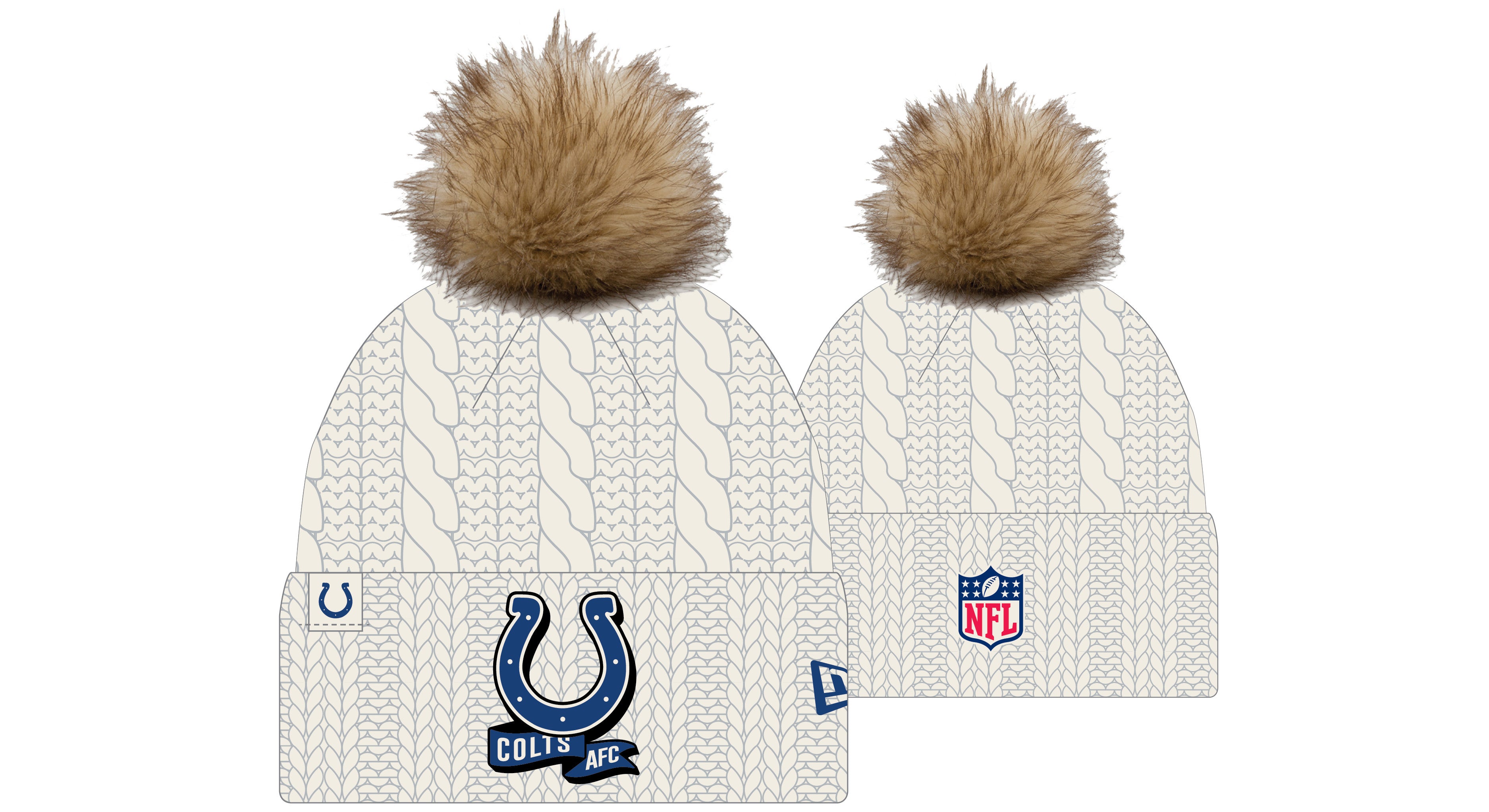 New Era NFL Indianapolis Colts Pom Knit Beanie Creme New Era NFL Indianapolis Colts Pom Knit Beanie Creme