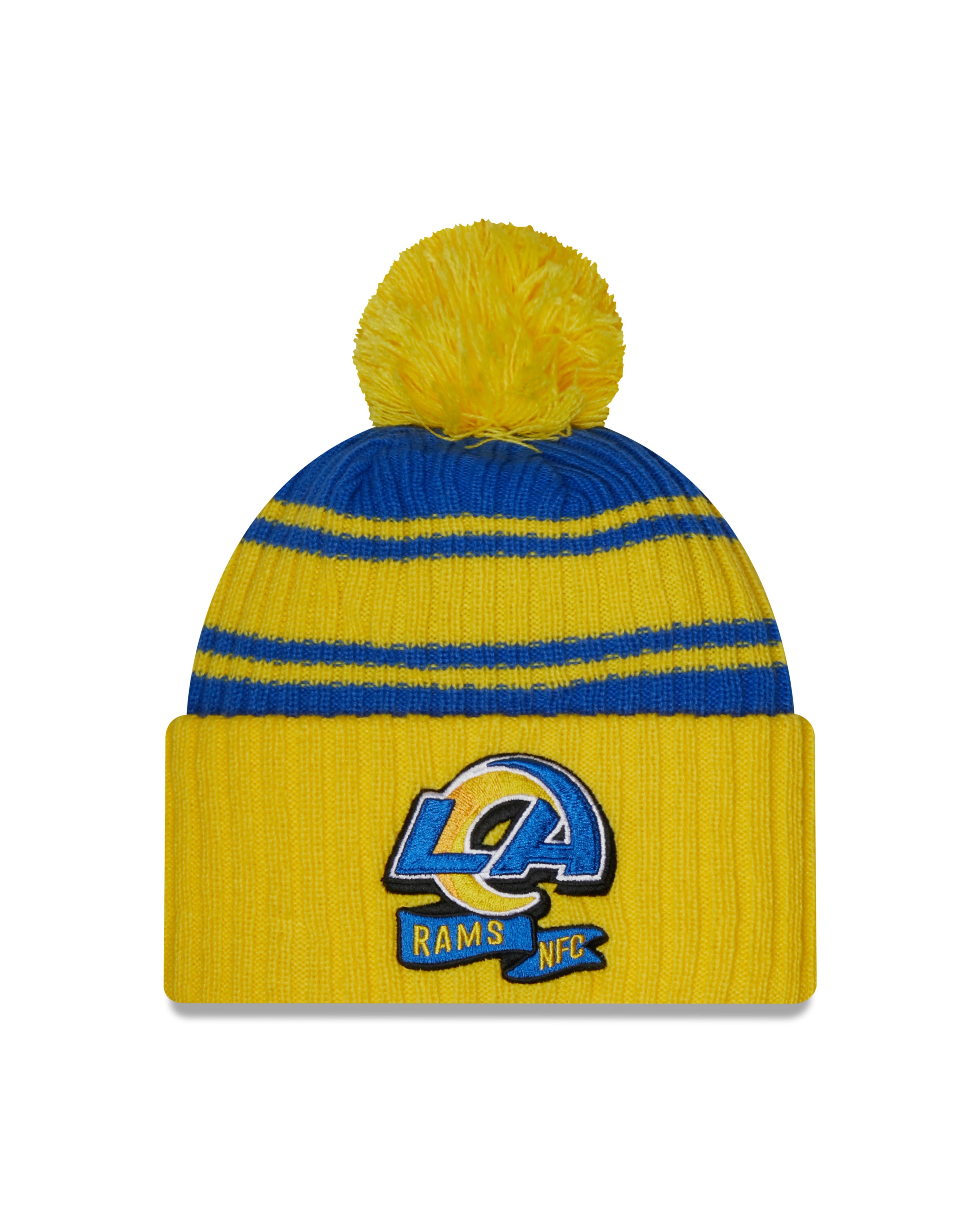 New Era NFL Rams Pom Knit Beanie Yellow New Era NFL Rams Pom Knit Beanie Yellow