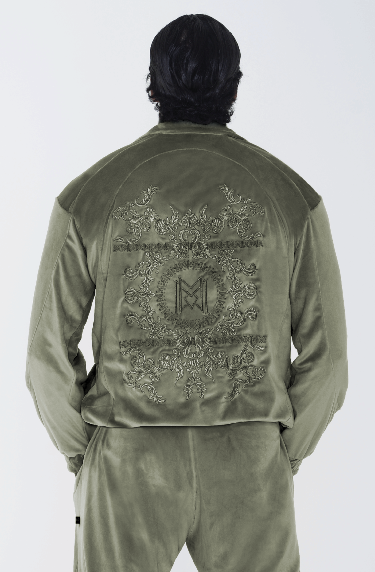 Massari G's Velour Suit Jacket Olive / Grey