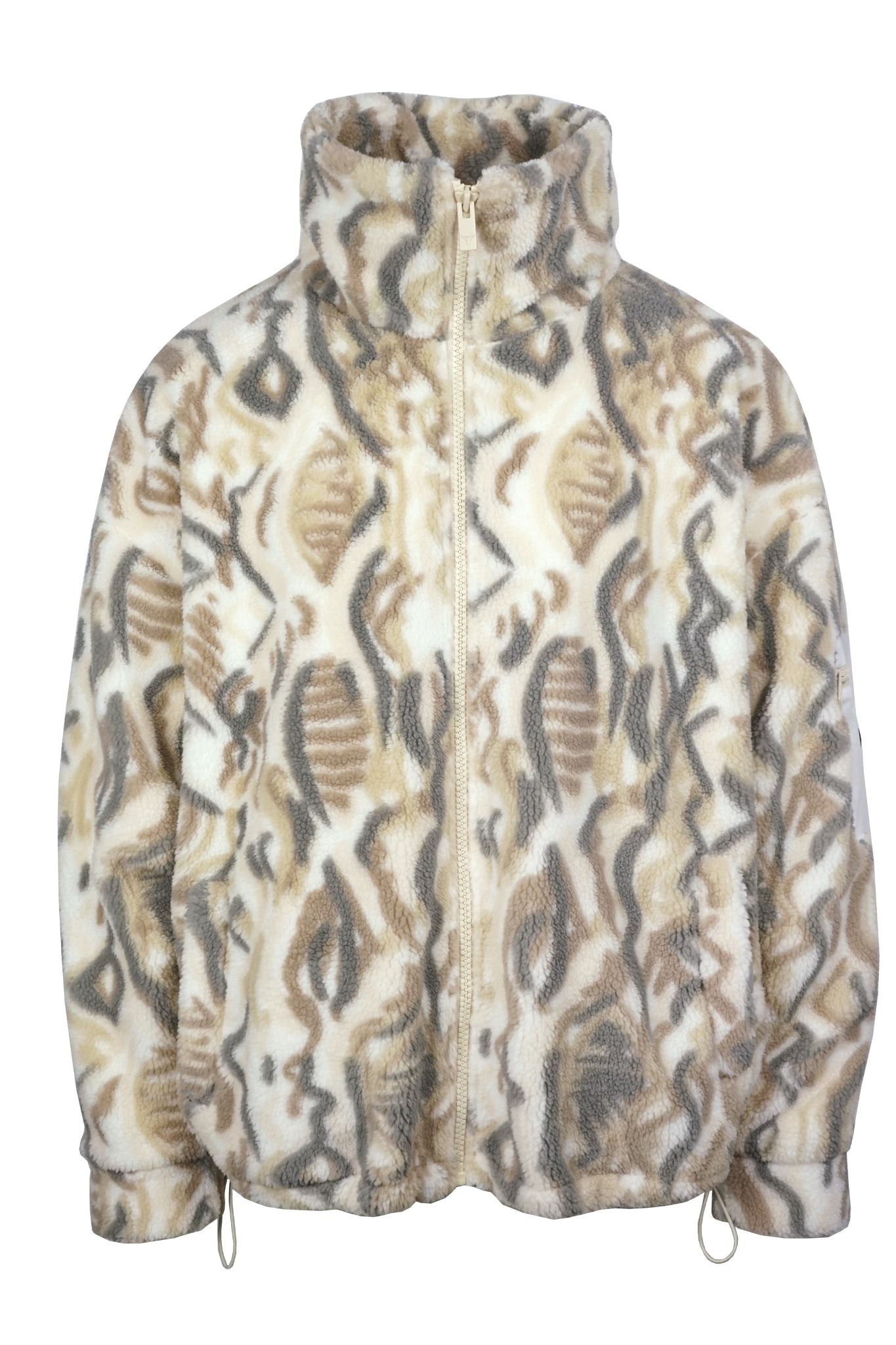 Carlo Colucci Jaquard Soft Teddy-Fleece-Jacke Creme Carlo Colucci Jaquard Soft Teddy-Fleece-Jacke Creme