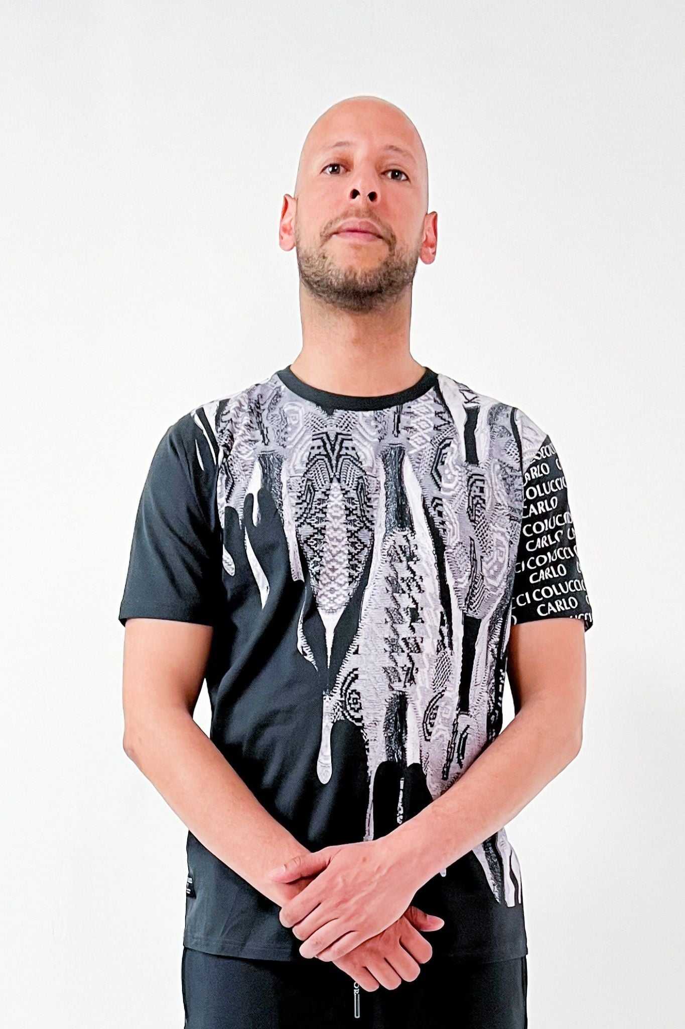 Carlo Colucci T-Shirt mit Strickdruck Black White