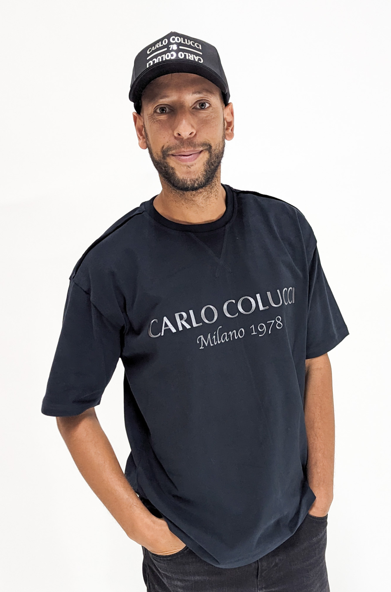 Carlo Colucci Oversized-Shirt Basic Logo Unicolor Black Carlo Colucci Oversized-Shirt Basic Logo Unicolor Black