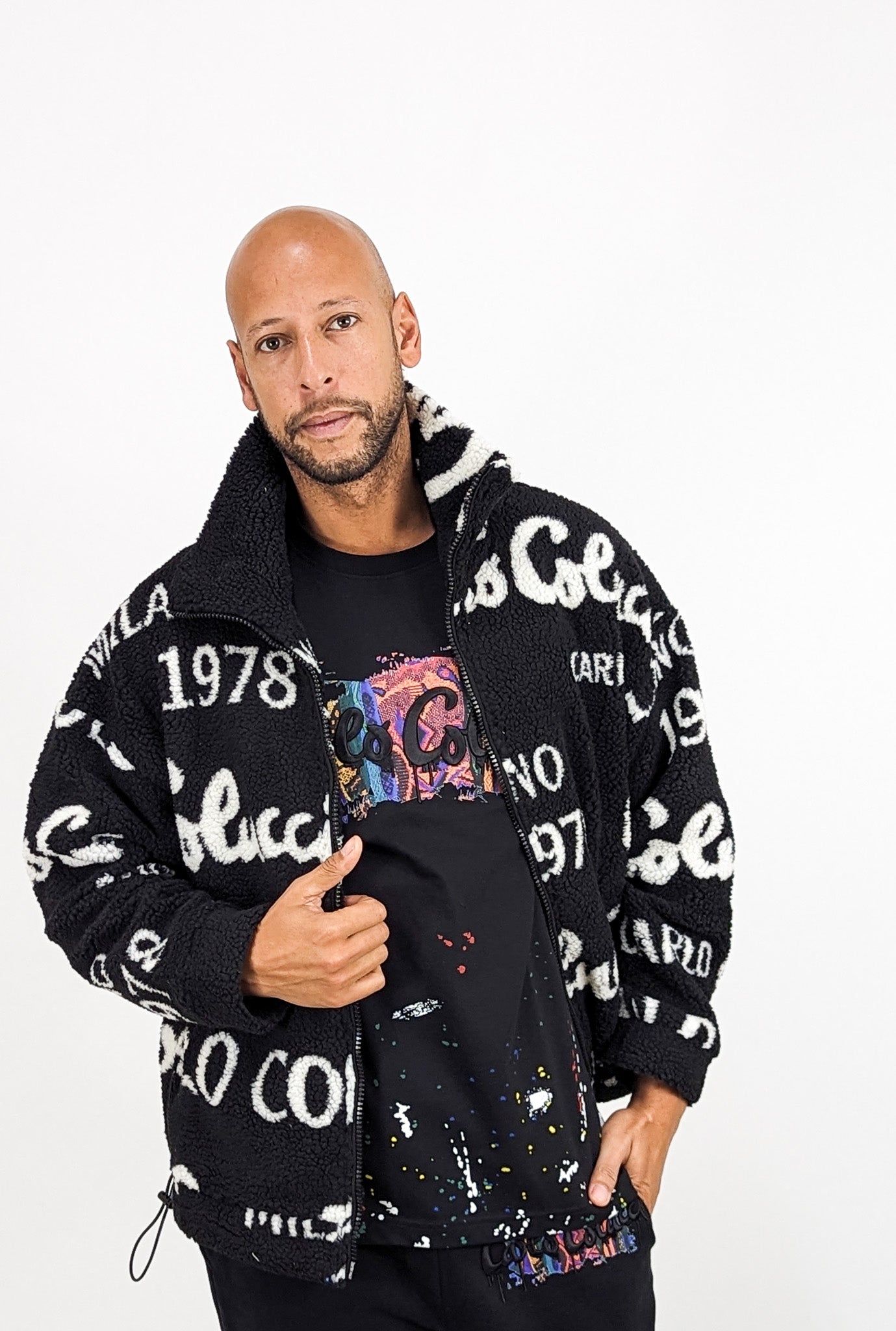 Carlo Colucci Teddy Jacke Black/White Carlo Colucci Teddy Jacke Black/White