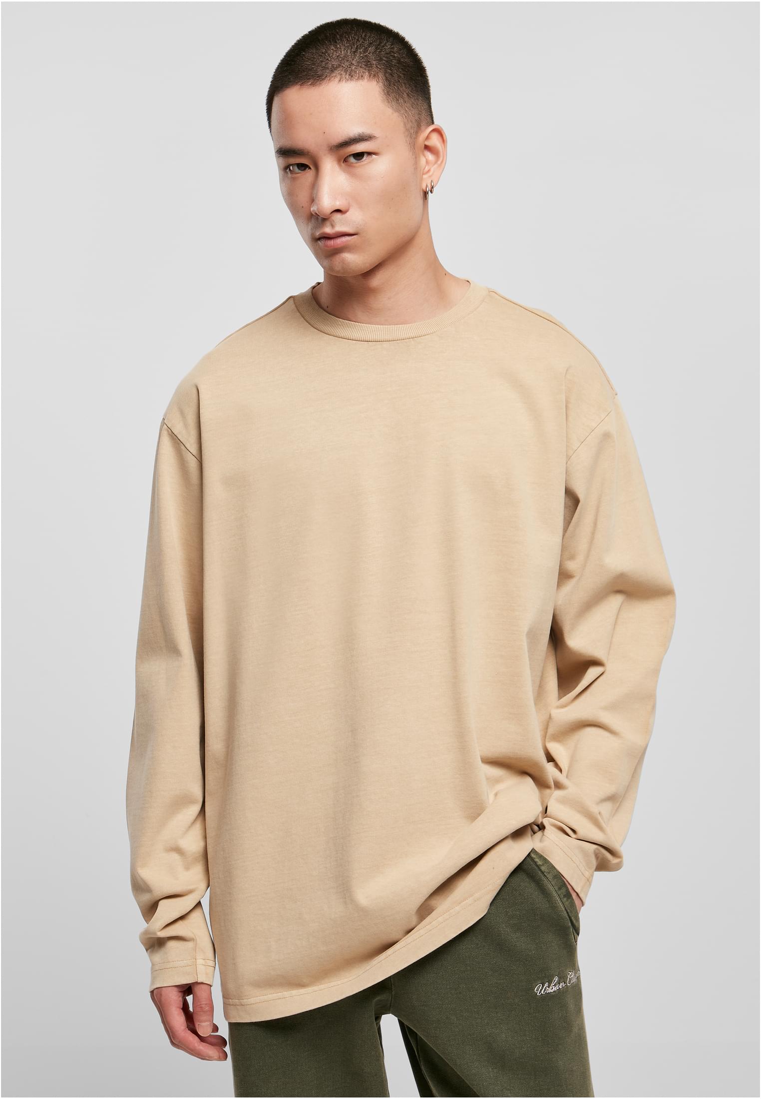 Urban Classics Oversized Garment Dye Longsleeve Unionbeige