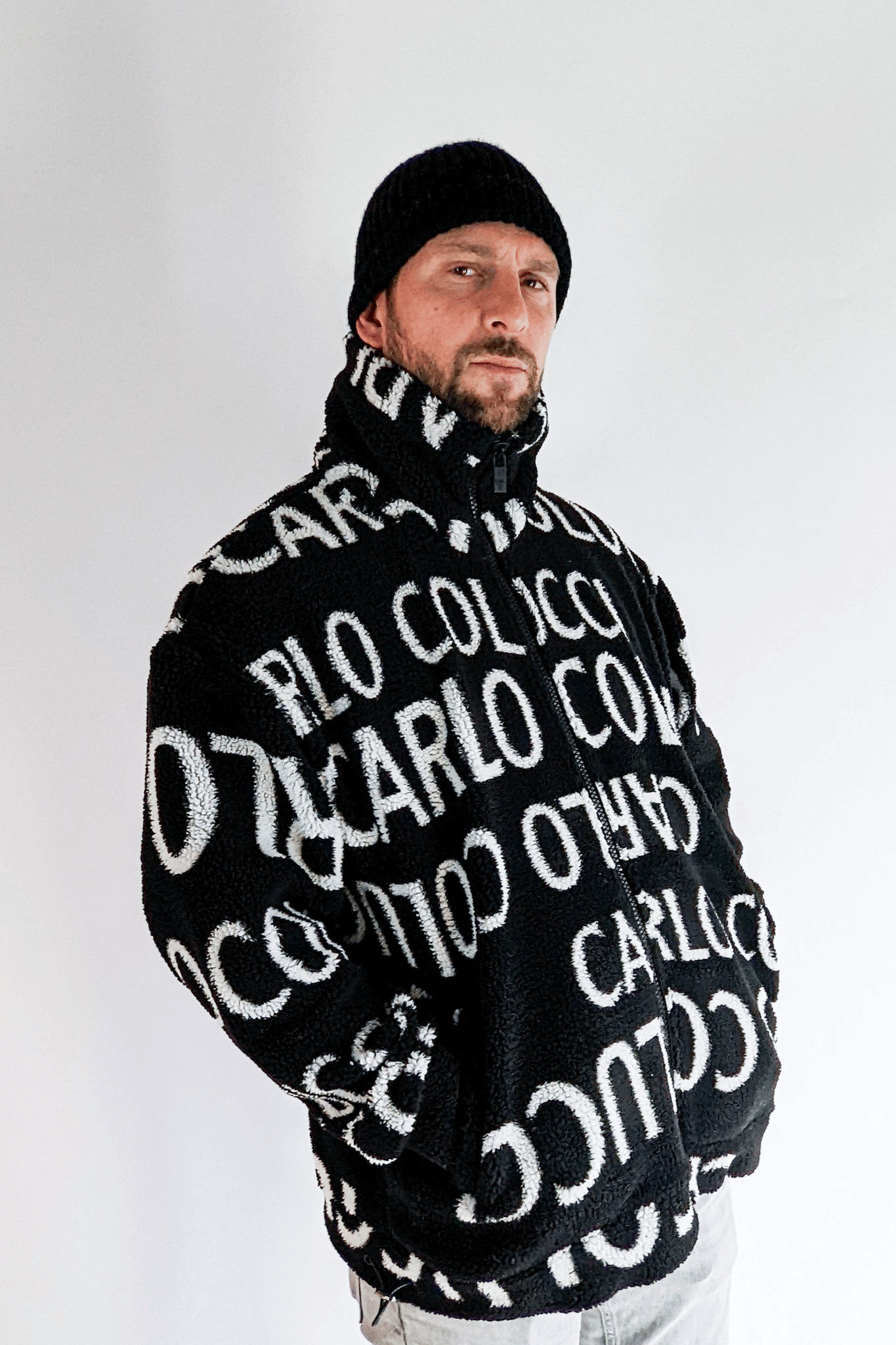 Carlo Colucci Teddy Jacke Black White