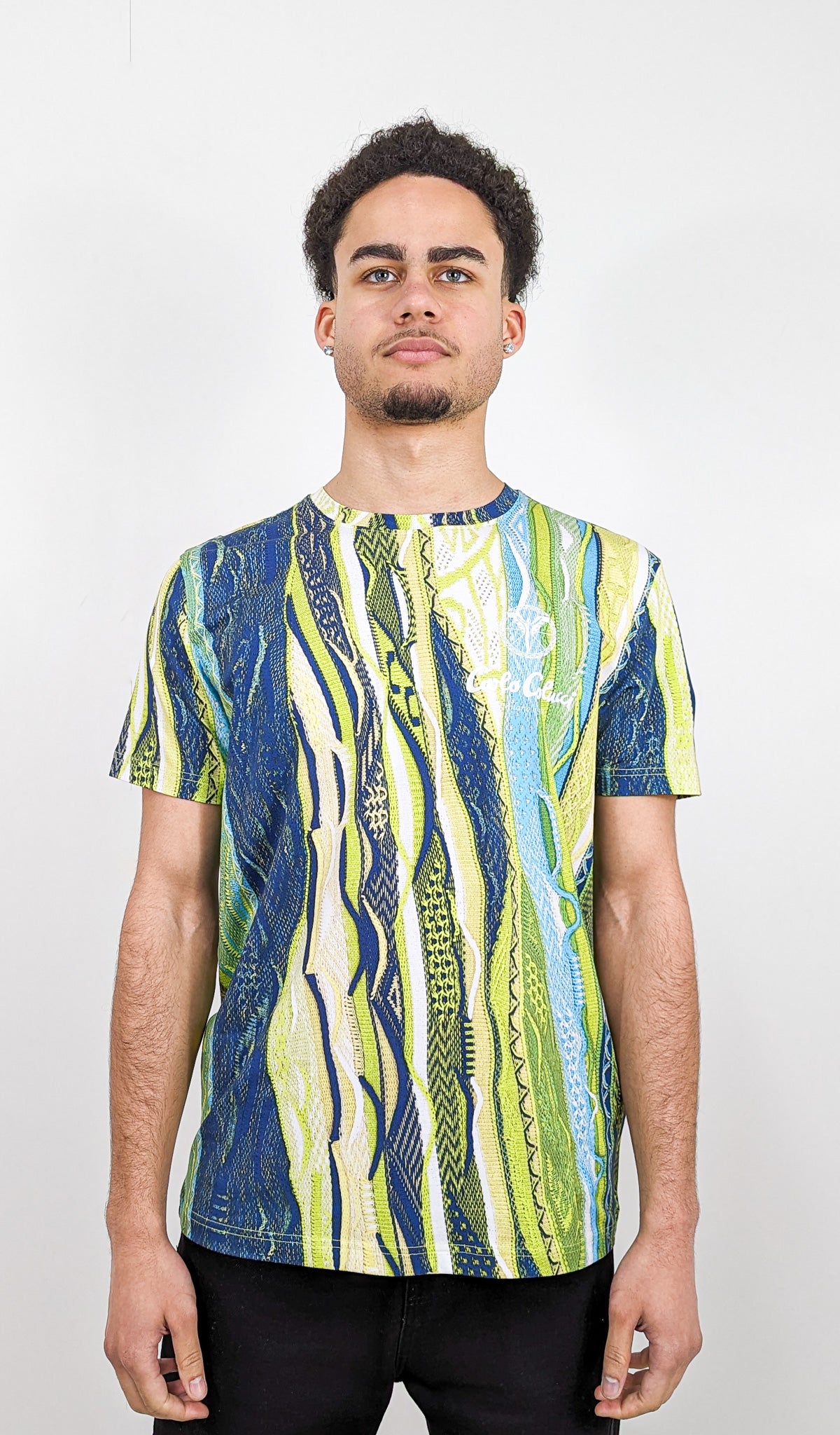 Carlo Colucci Allover Print T-Shirt Petrol Carlo Colucci Allover Print T-Shirt Petrol