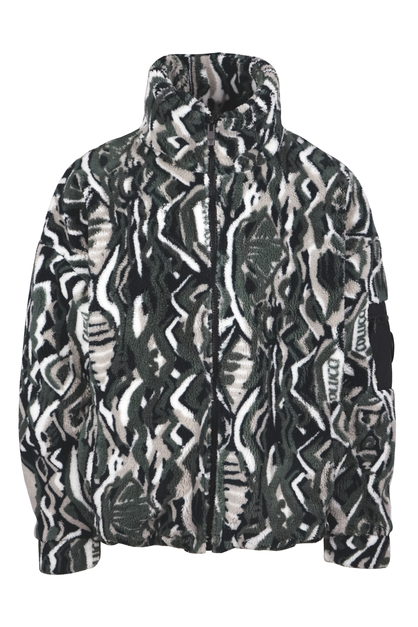 Carlo Colucci Jaquard Soft Teddy-Fleece-Jacke Black