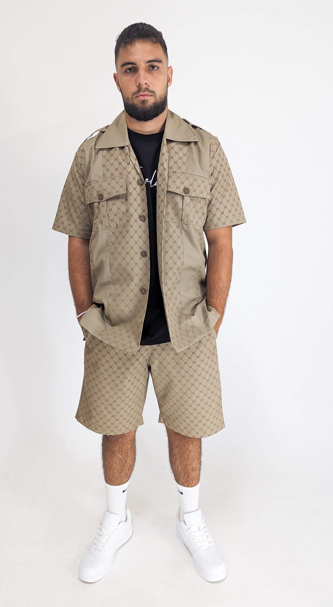 Massari Mandela Diamond Suit Shirt Beige Massari Mandela Diamond Suit Shirt Beige