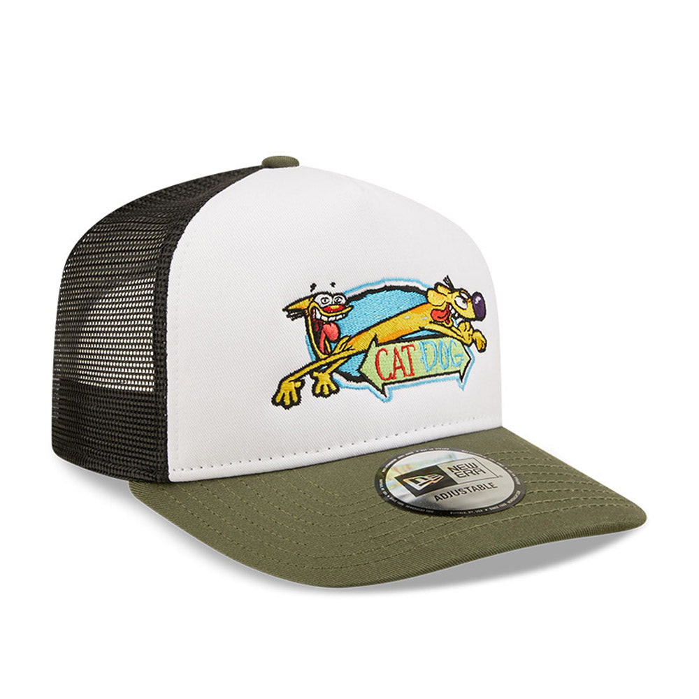 New Era CatDog Logo A-Frame Trucker Cap White/Green New Era CatDog Logo A-Frame Trucker Cap White/Green